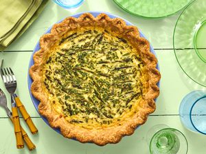 Overhead view of Asparagus Quiche