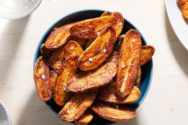 Crispy duck fat-fried fingerling potatoes