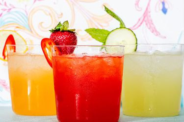 Side view of spicy strawberry lemonade