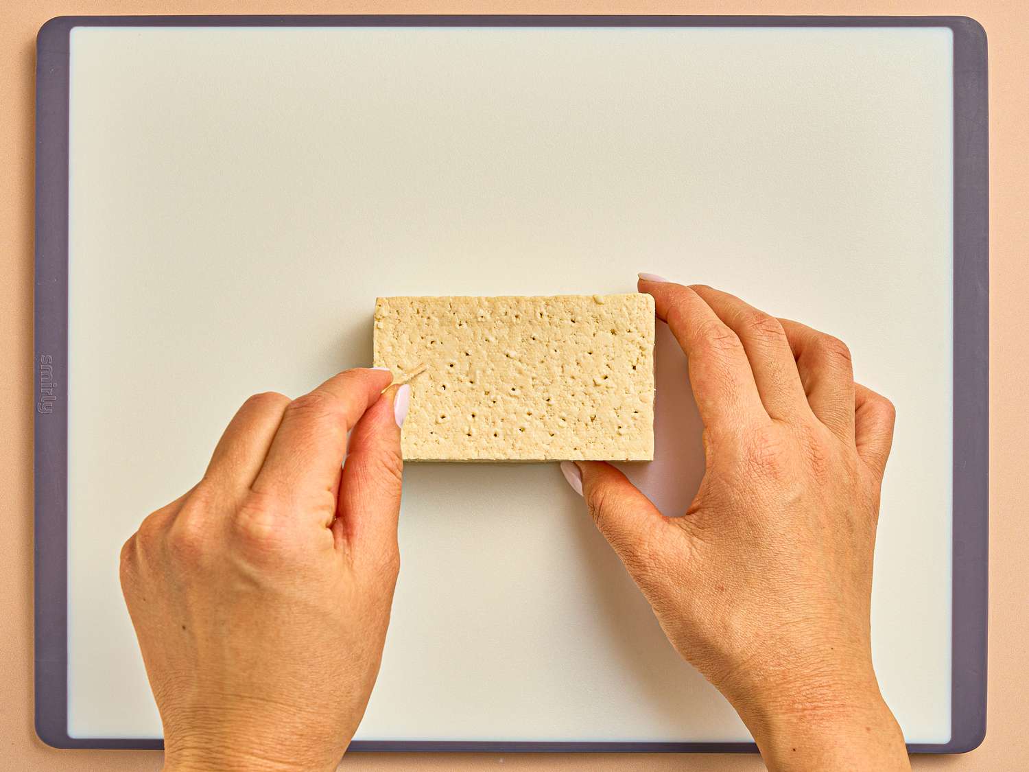 Overhead view of poking bean curd