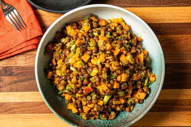 Overhead view of piegon peas and squash