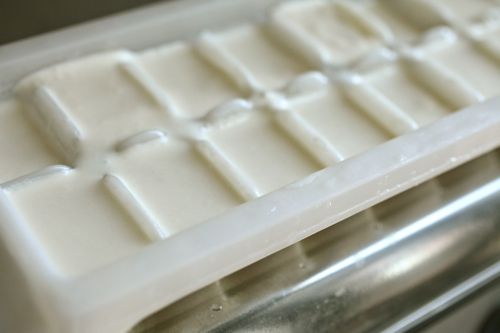 Ice cream base frozen into ice cube trays.