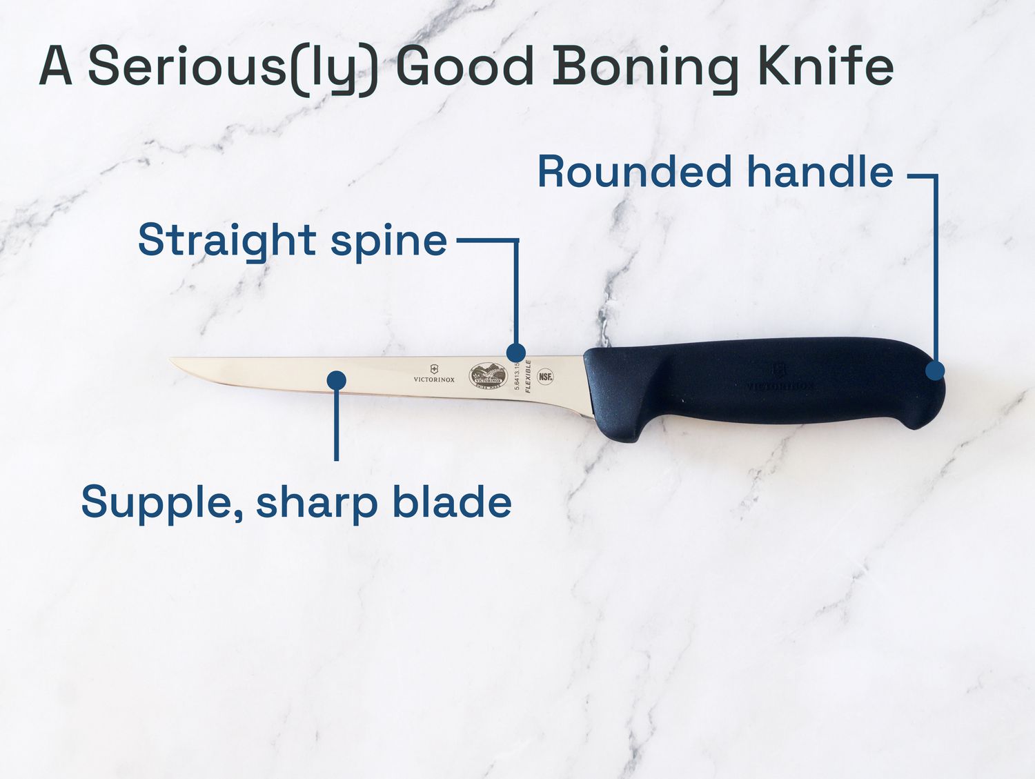 A diagram of what to look for in a good boning knife