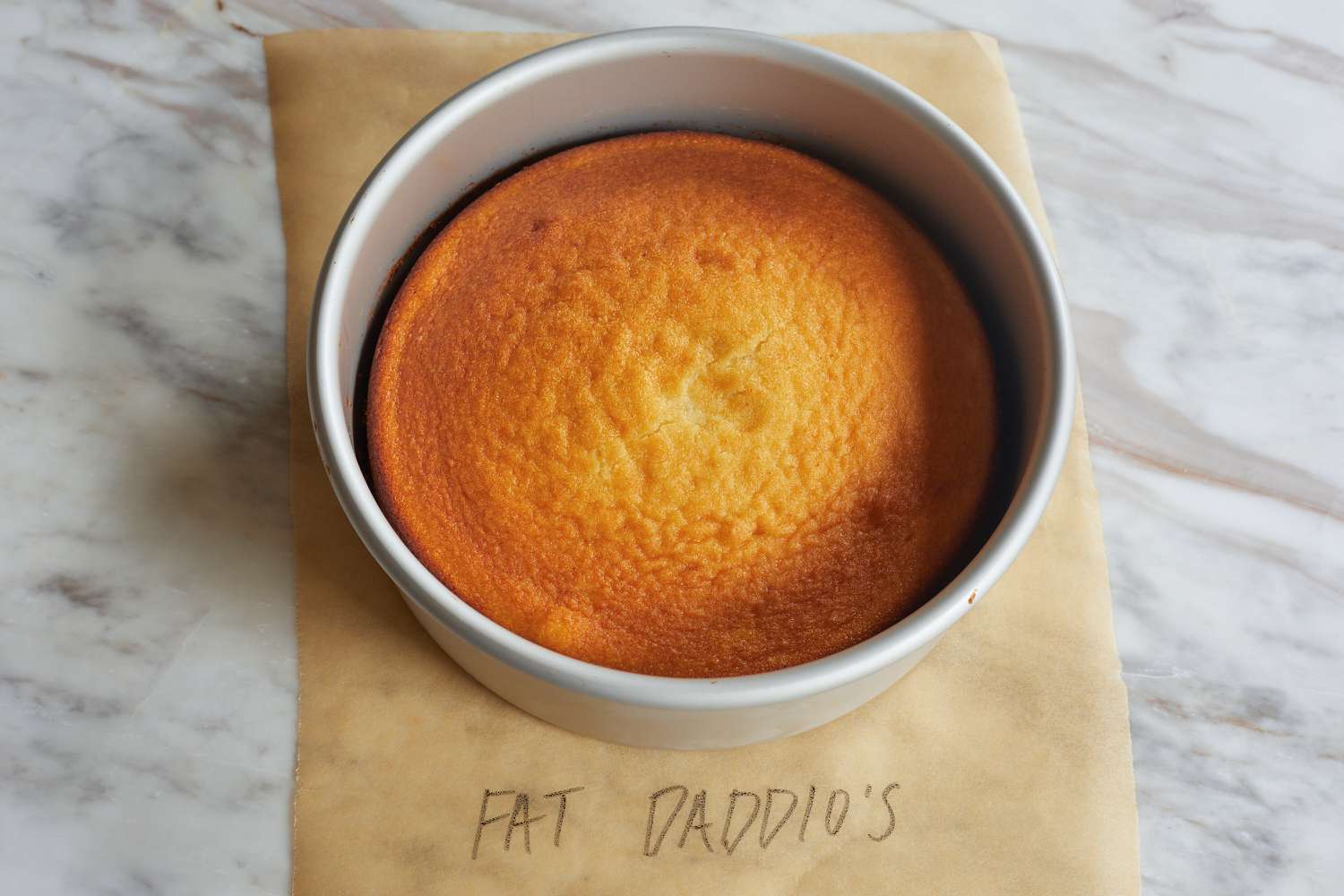 a cake in a Fat Daddio's cake pan
