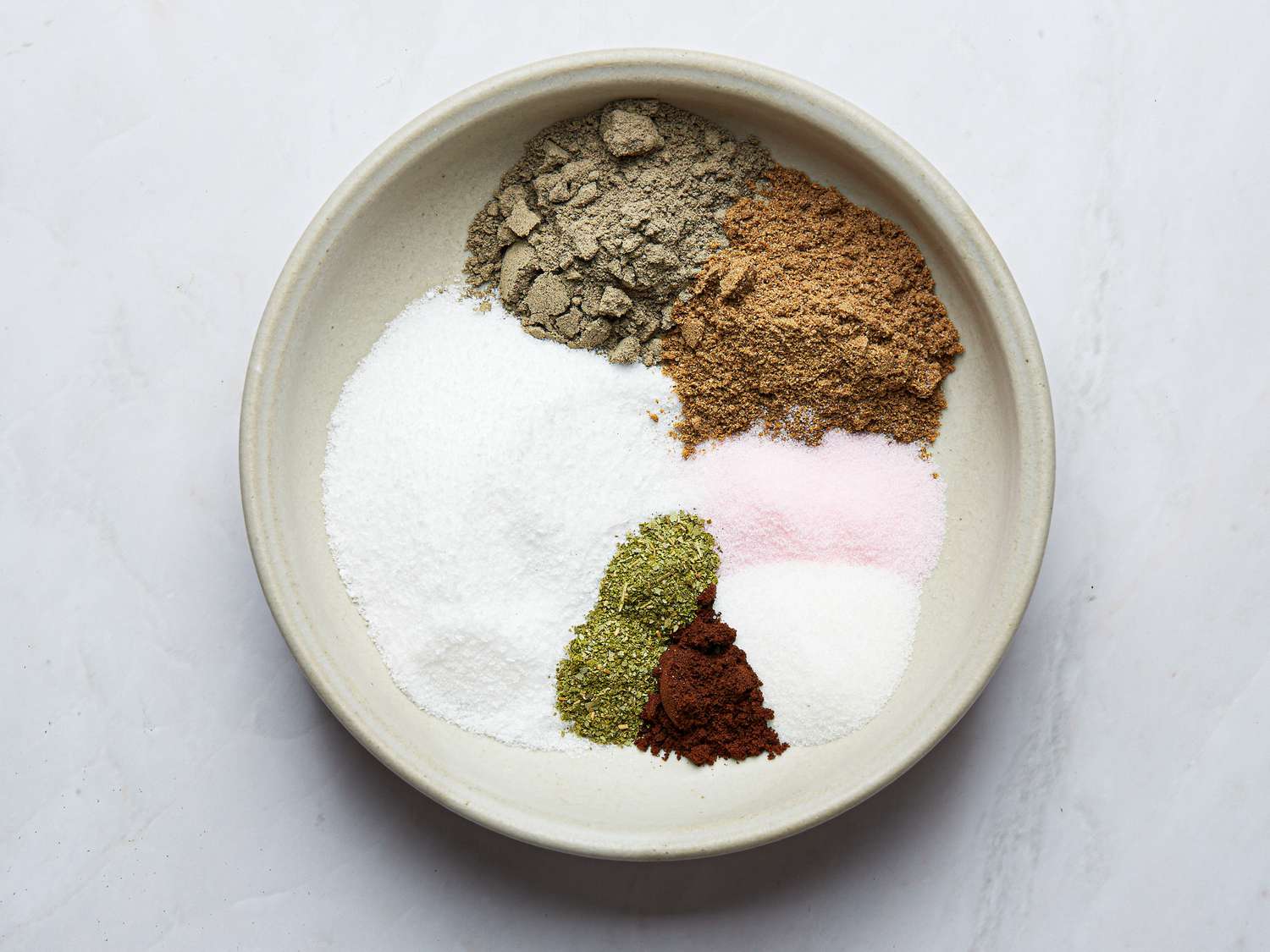 Overhead view of pink curing salt