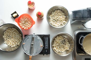 Popcorn being made with different methods