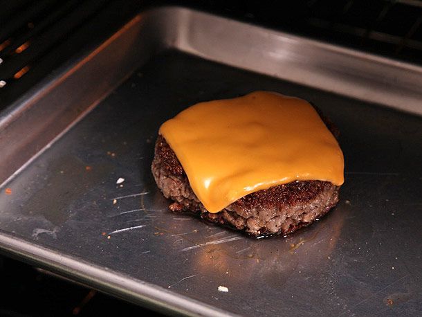 cheeseburger under broiler