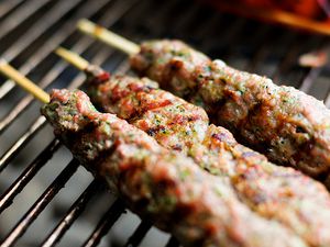 Lebanese kofta on a grill