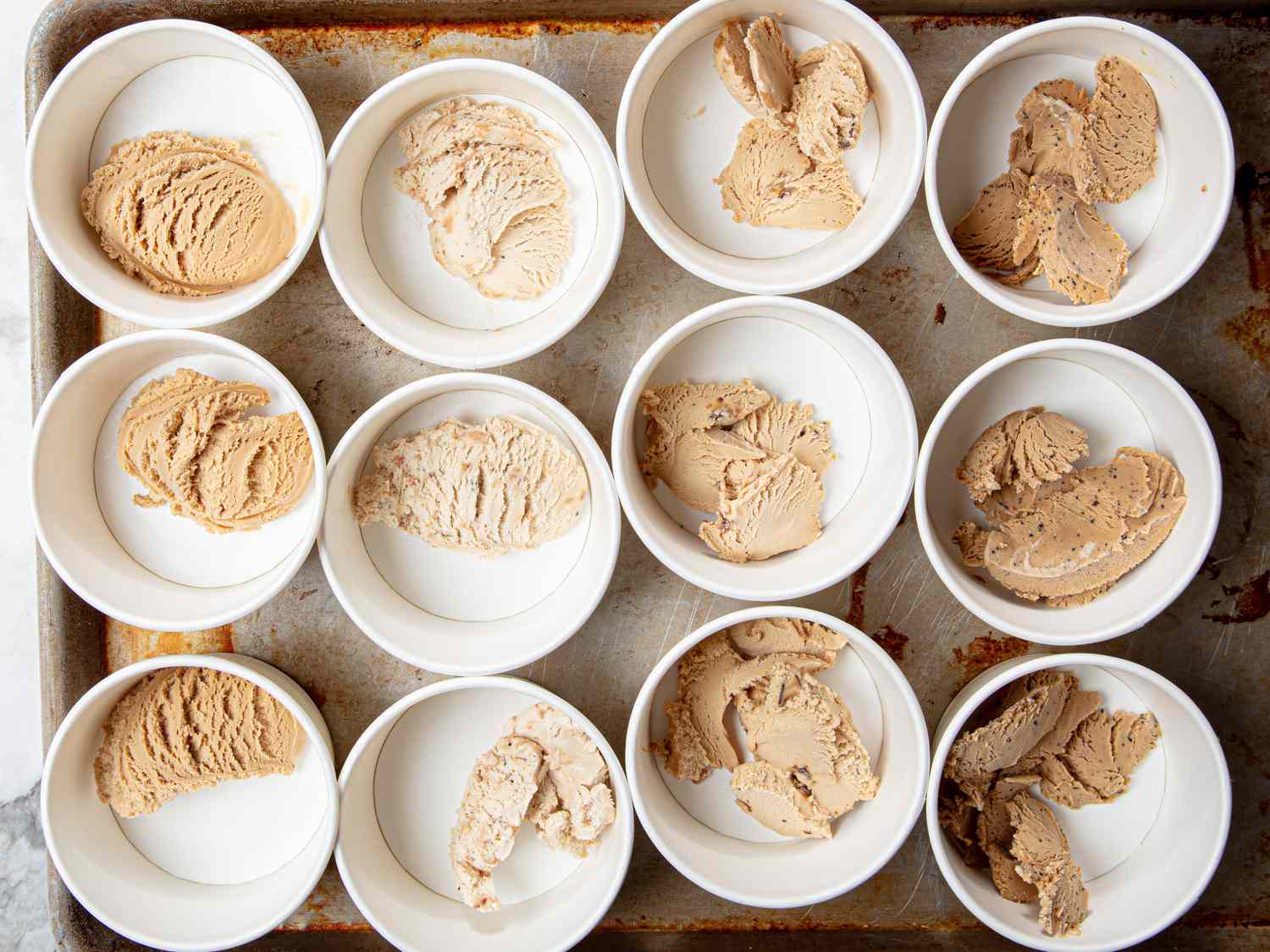 Overhead view of coffee ice cream
