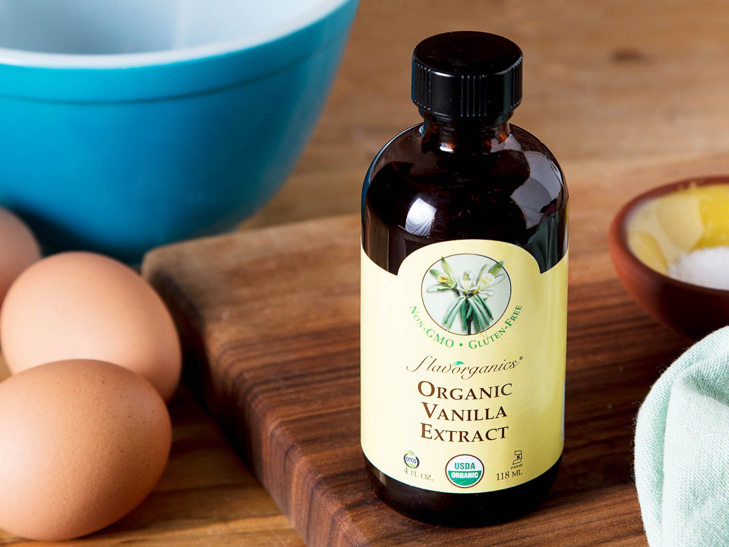 a bottle of flavorganics vanilla extract
