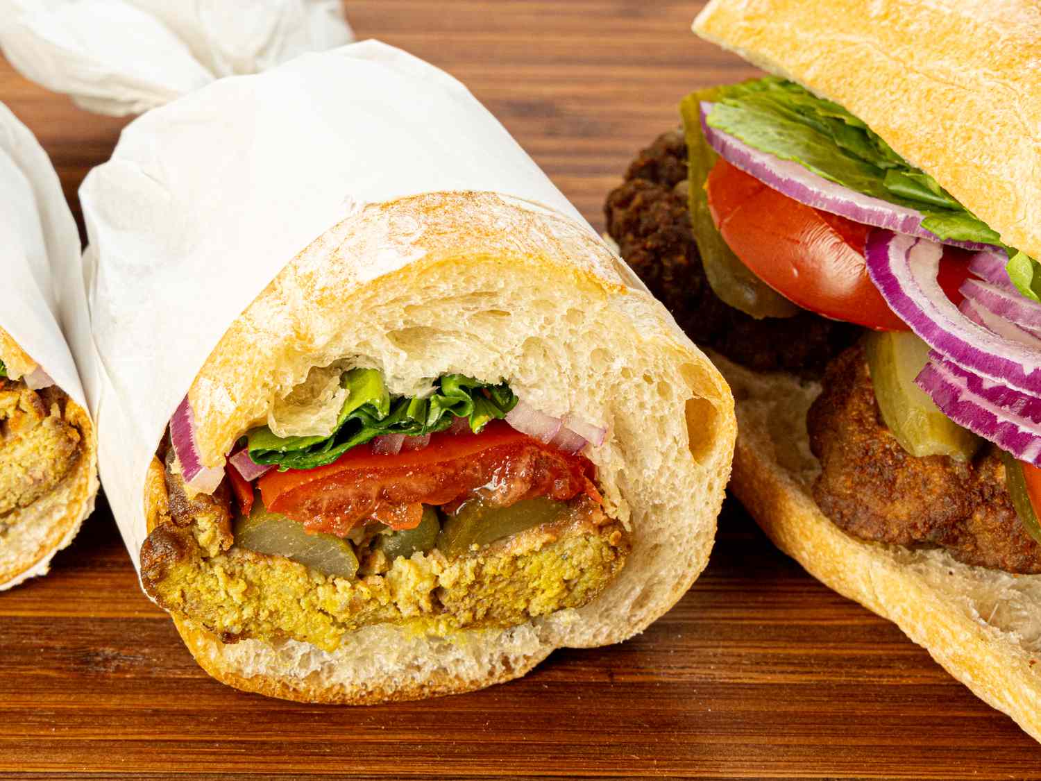 Side view of a kotlet sandwich