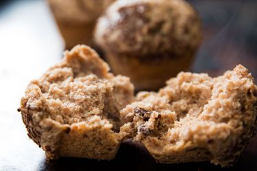 Raisin bran muffin split open