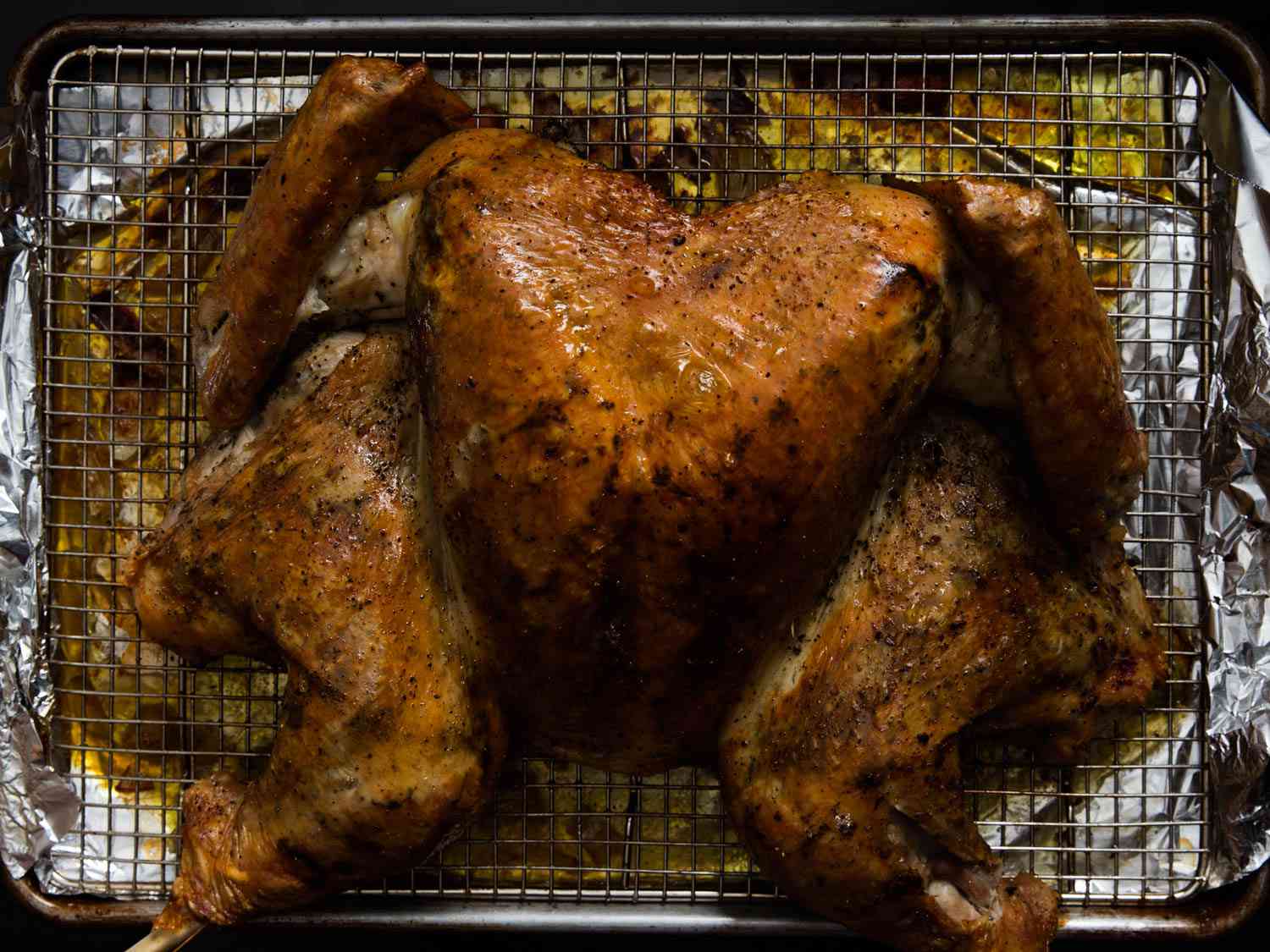 Overhead view of Porchetta-Flavored Spatchcocked Turkey