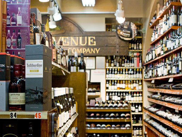 The inside of a liquor store. 