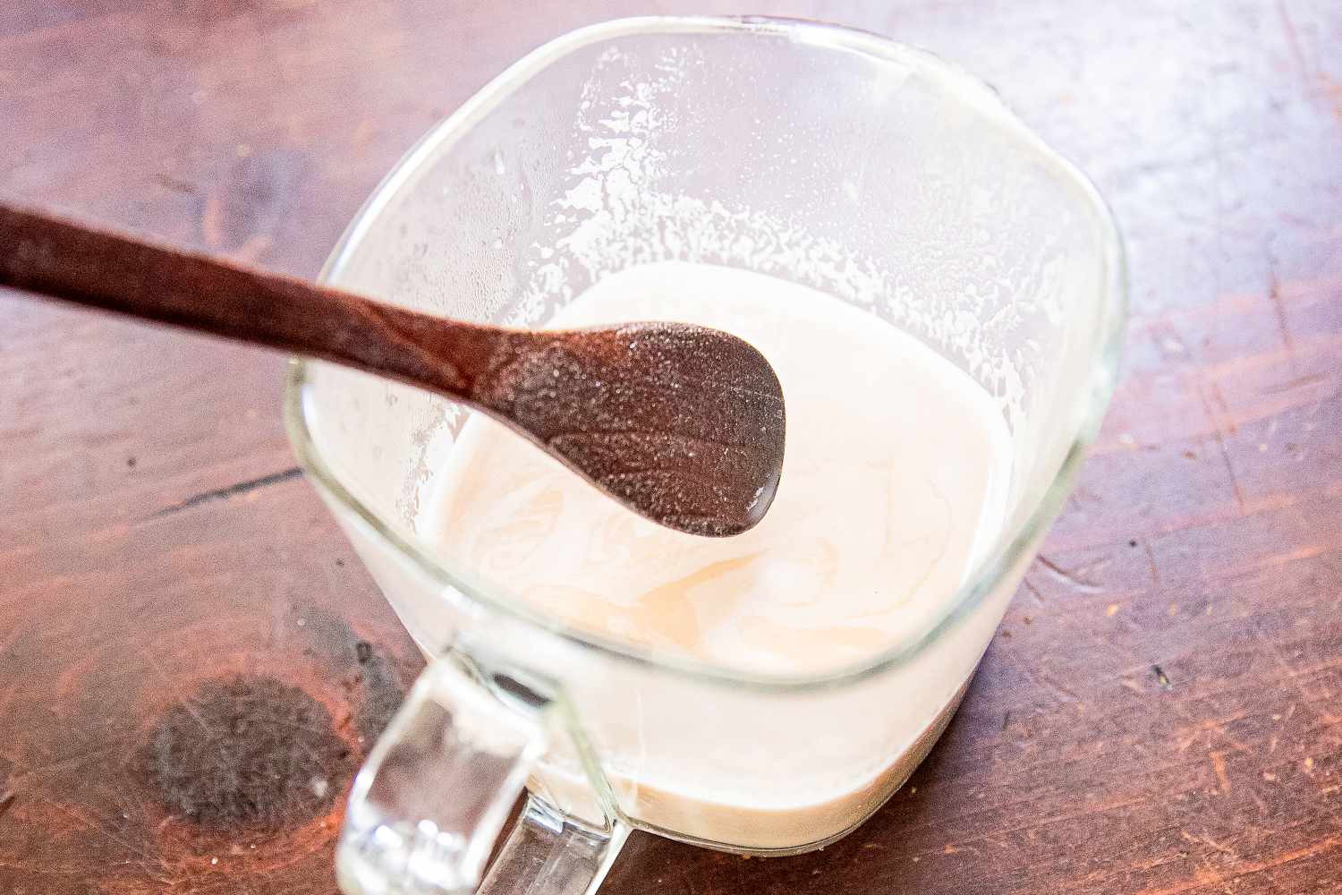 closeup of the nut milk in the carafe of the chefwave