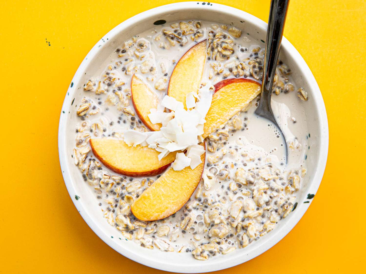 Overhead view of overnight oats