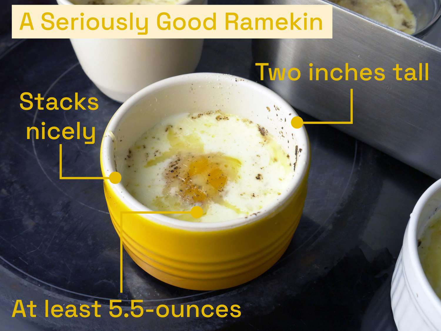 the le creuset ramekin with a baked egg inside