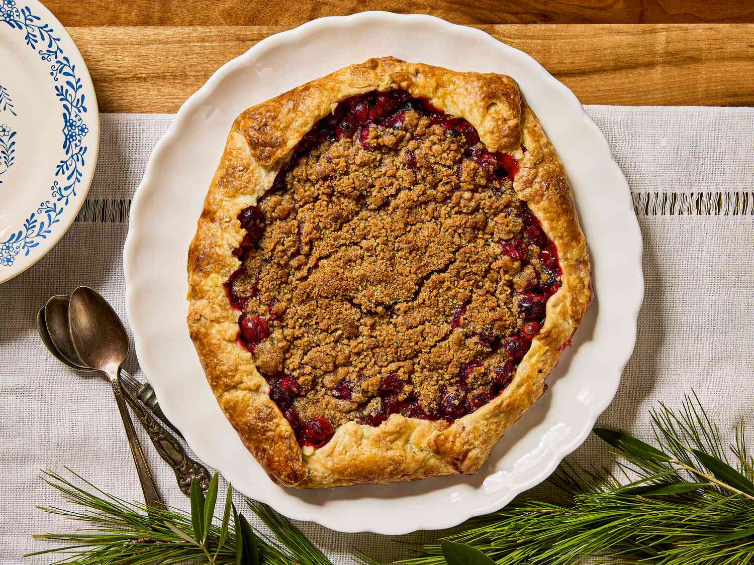 Overhead of cranberry crumble galette 