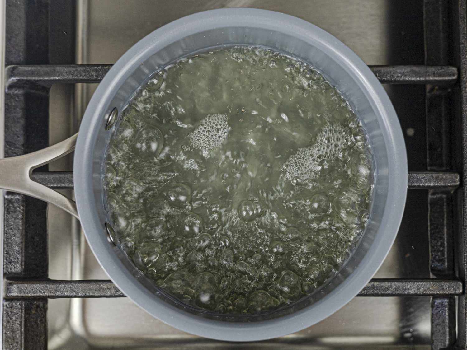 Gelatin brought to a boil on a stove top