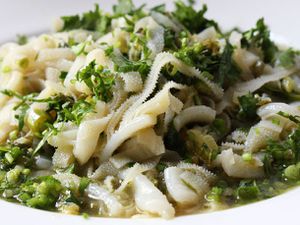 Closeup of omasum salad.