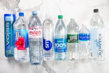 Eight bottled waters.