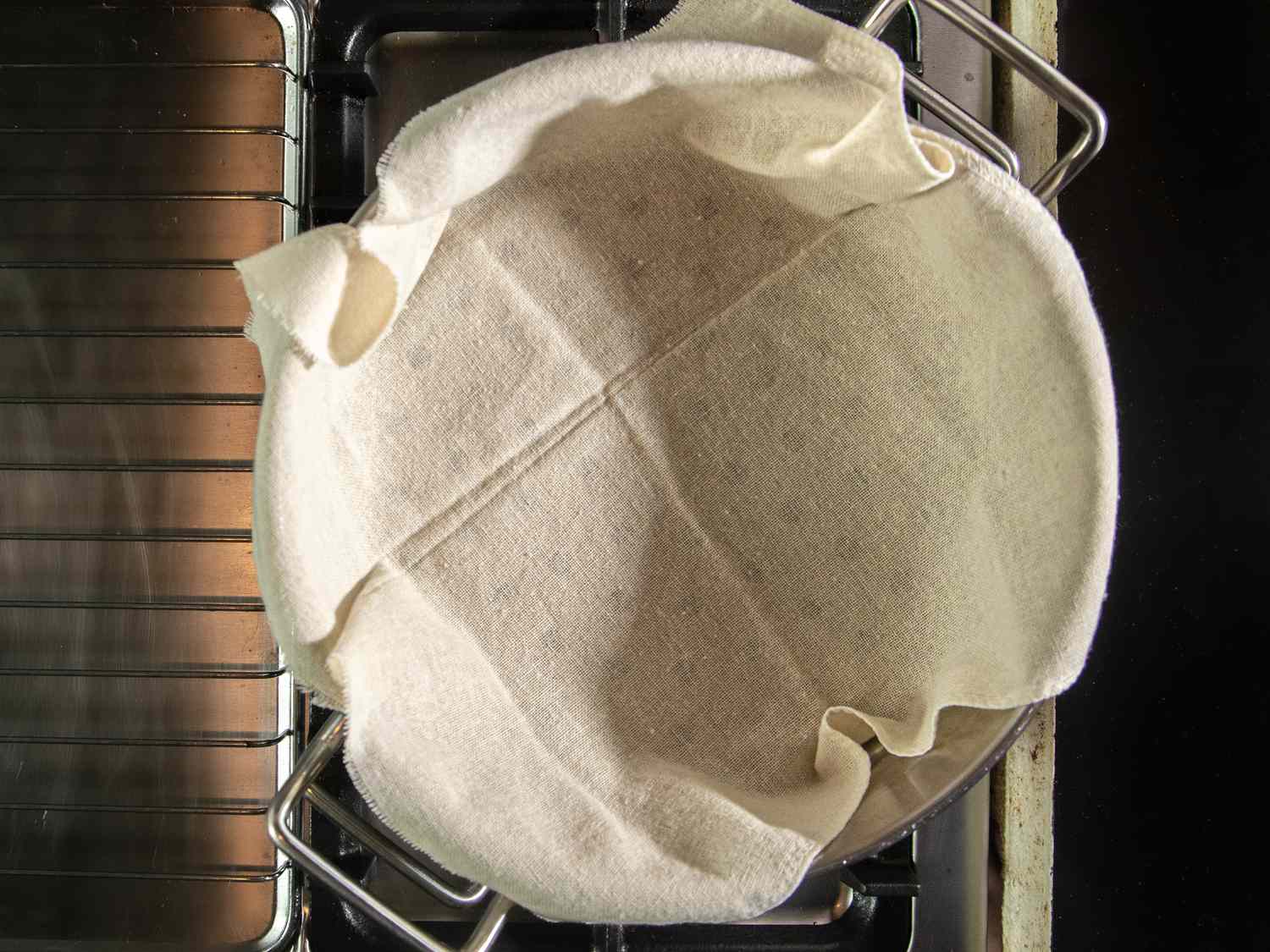 Overhead view of steamer set up