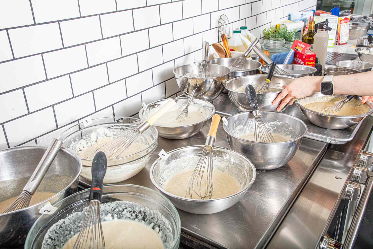 Side view of pancake taste test