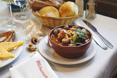 Overhead view of a messy table at Miramar 