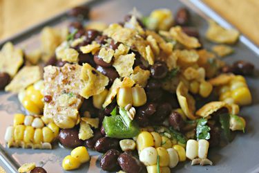 Closeup of Black Bean Salad With Corn, Cilantro, and Chile-Lime Vinaigrette.
