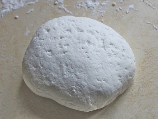 A dough ball for gluten-free tortillas, kneaded and ready to roll out and shape.