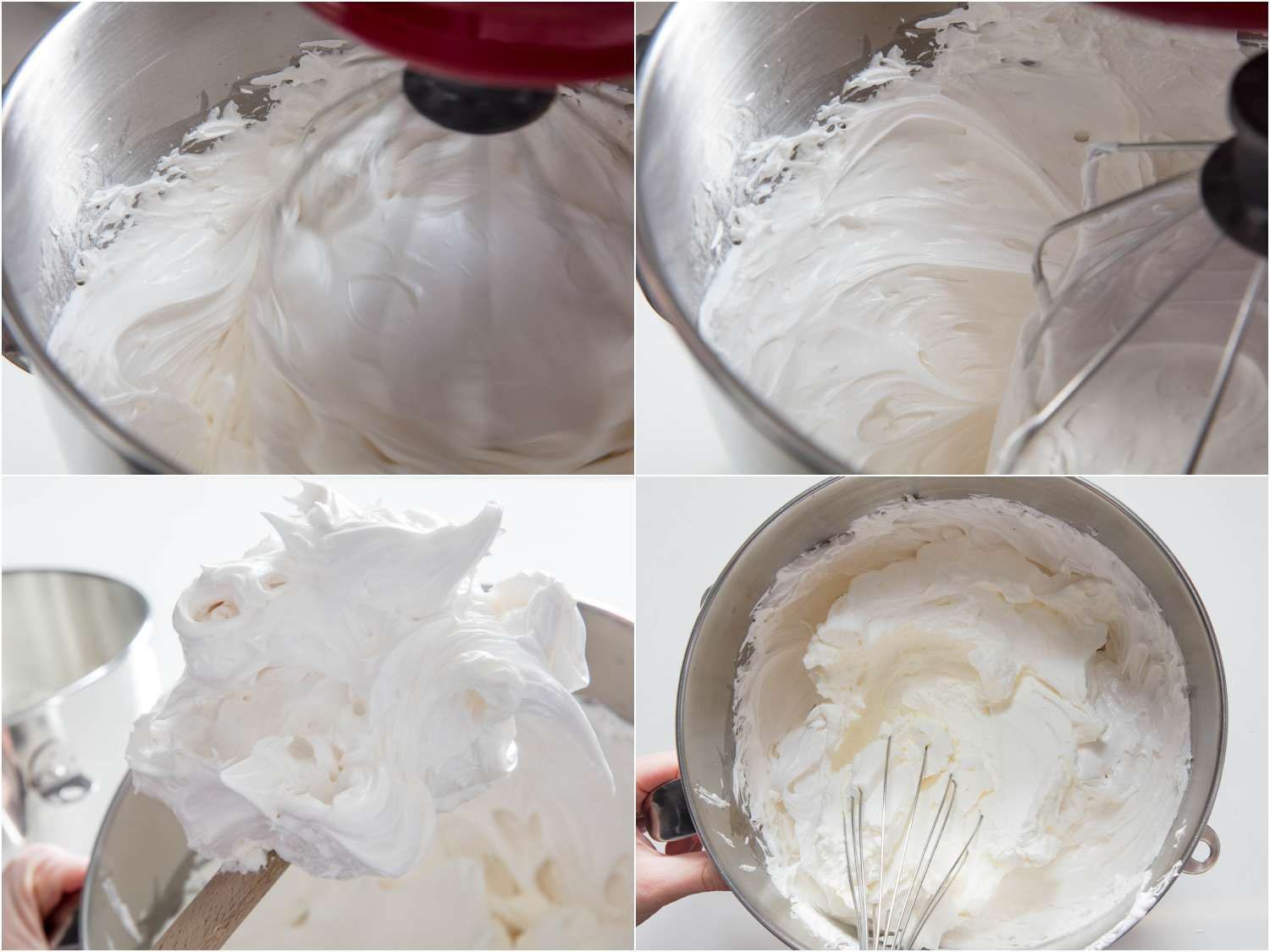folding whipped cream into Swiss meringue