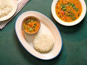 Toor dal (spiced split pigeon peas) and rice.