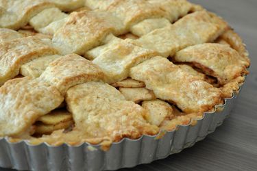 Closeup of an apple crostata.