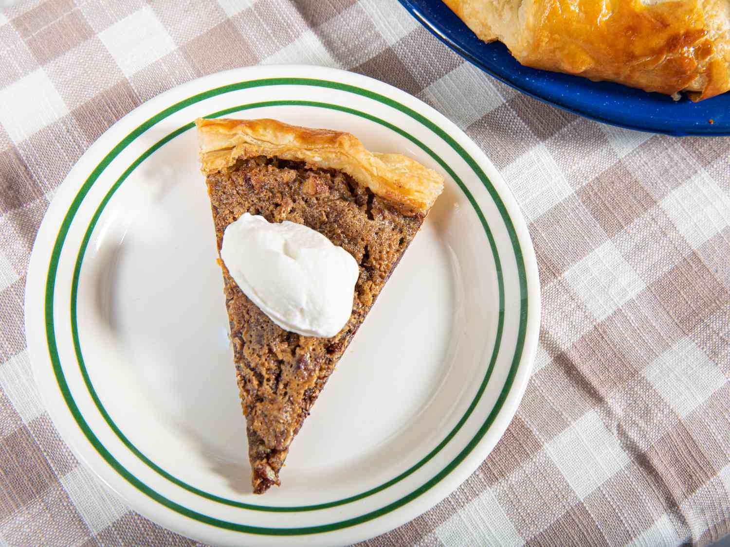 Overhead view of a chocolate pecan galette