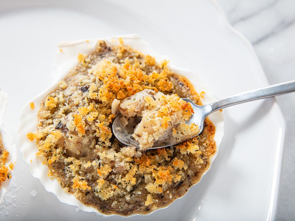 Side view of scallops