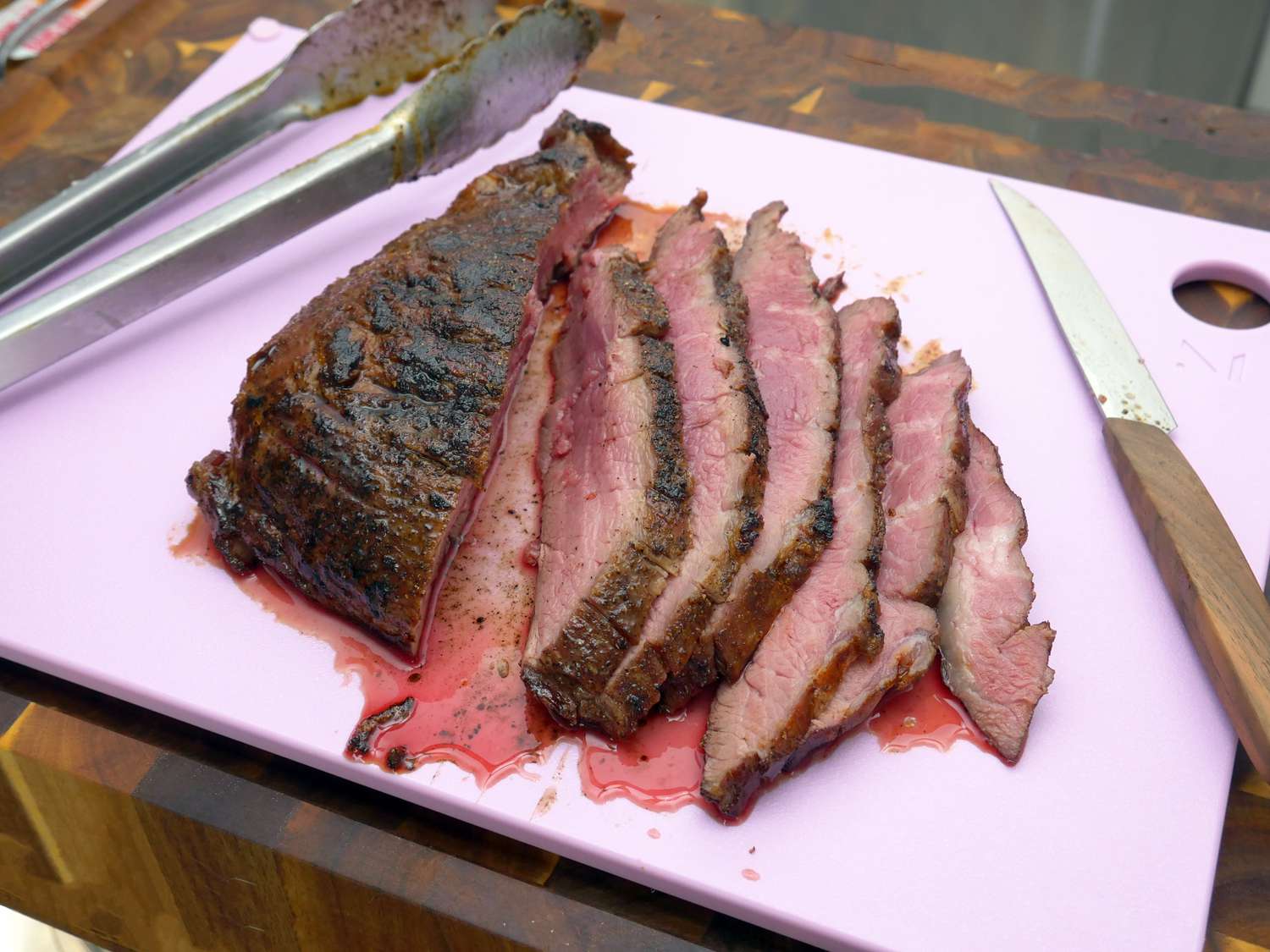 a piece of meat sliced on the material reboard