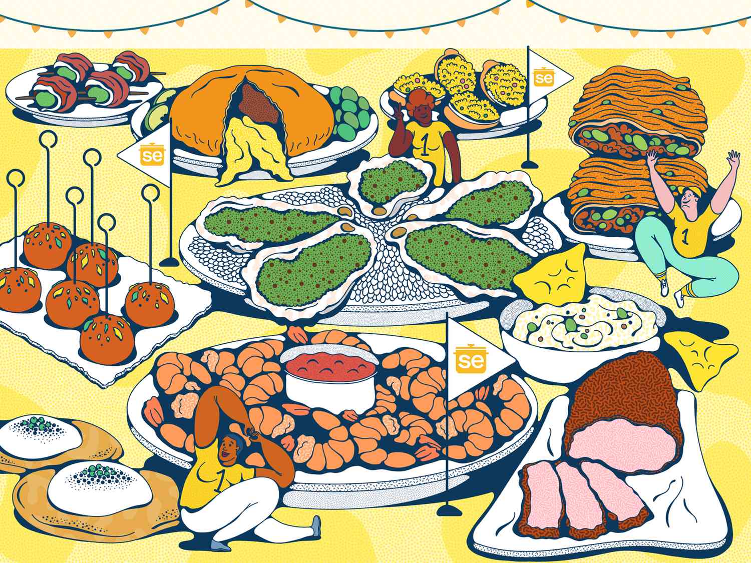 Illustration of celebratory snacks 