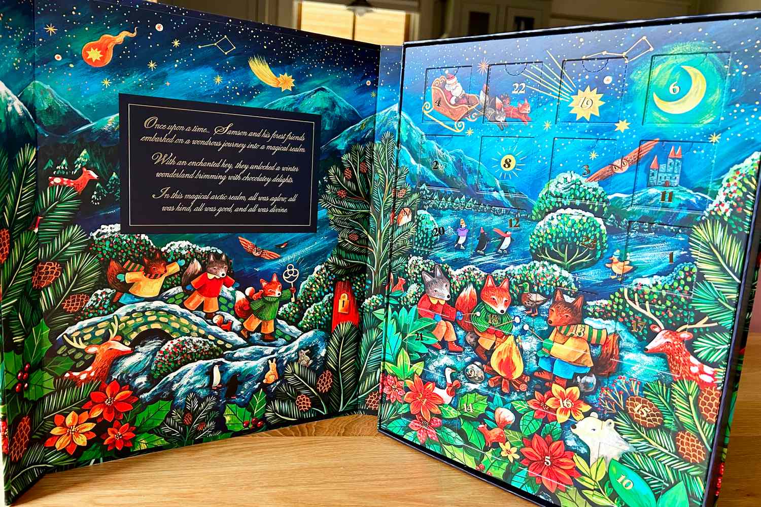 The Compartés chocolate Advent calendar propped open on a table