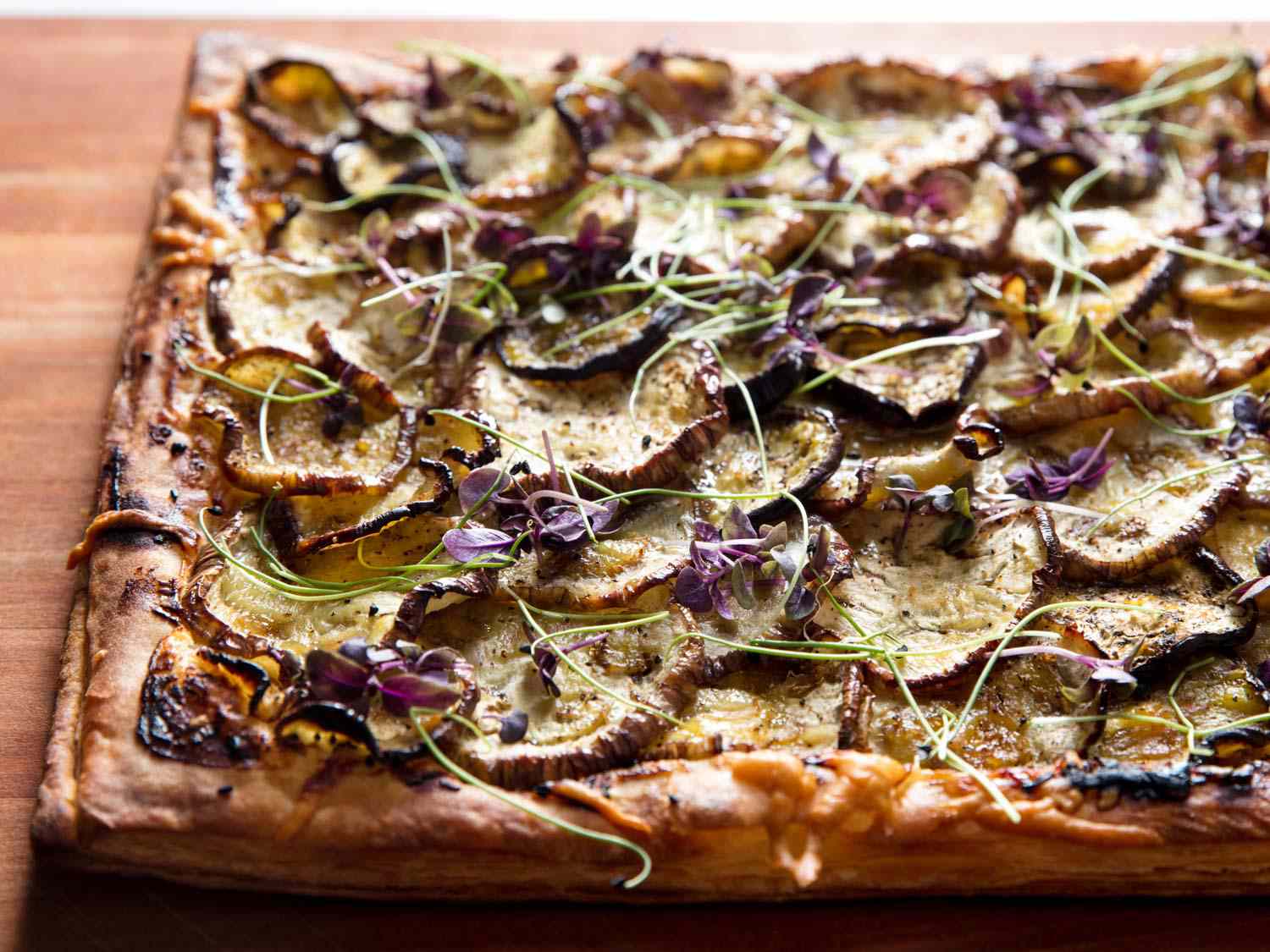 Eggplant tart with goat cheese.