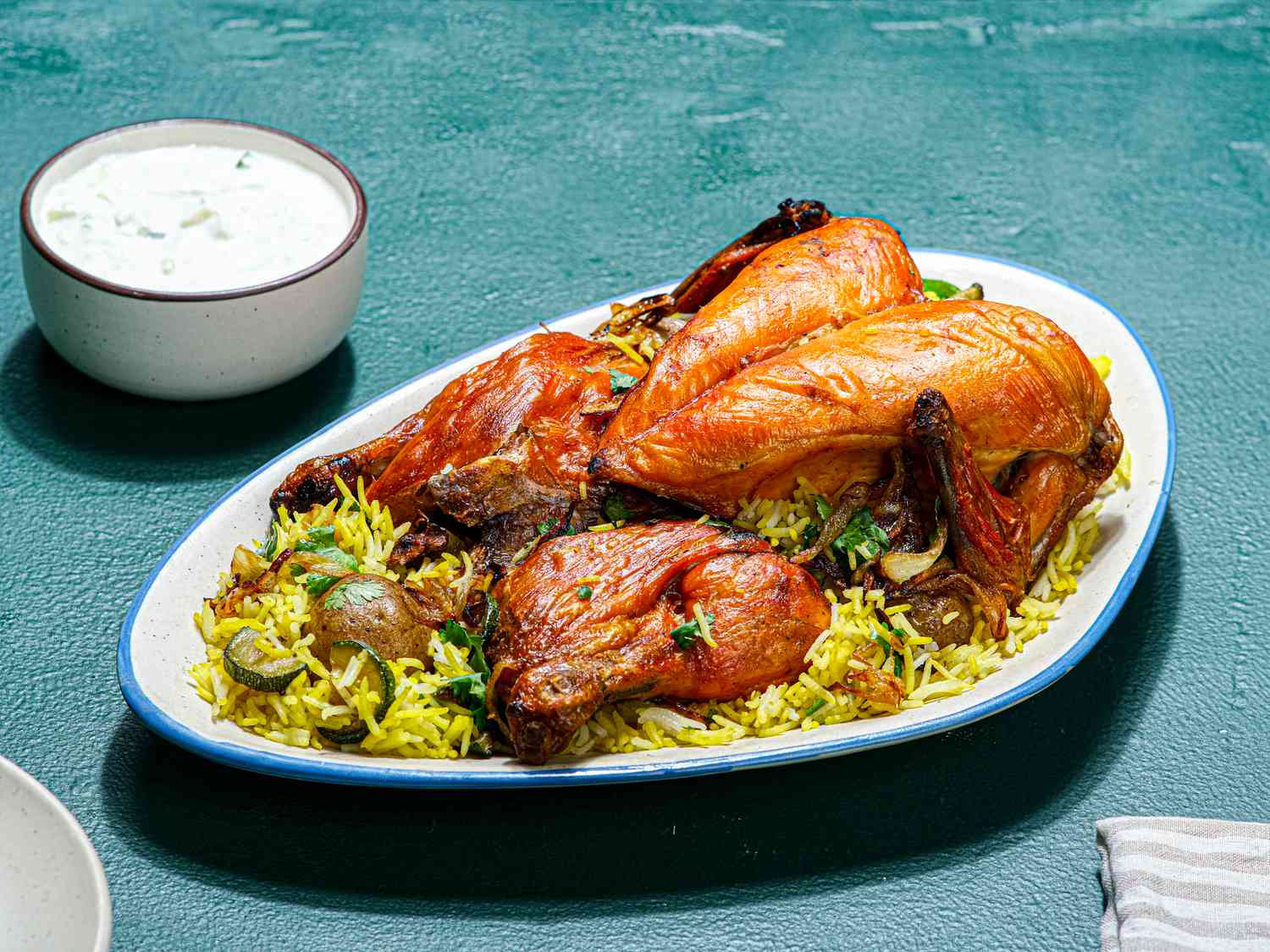 Side view of Biryani Style Roast Chicken