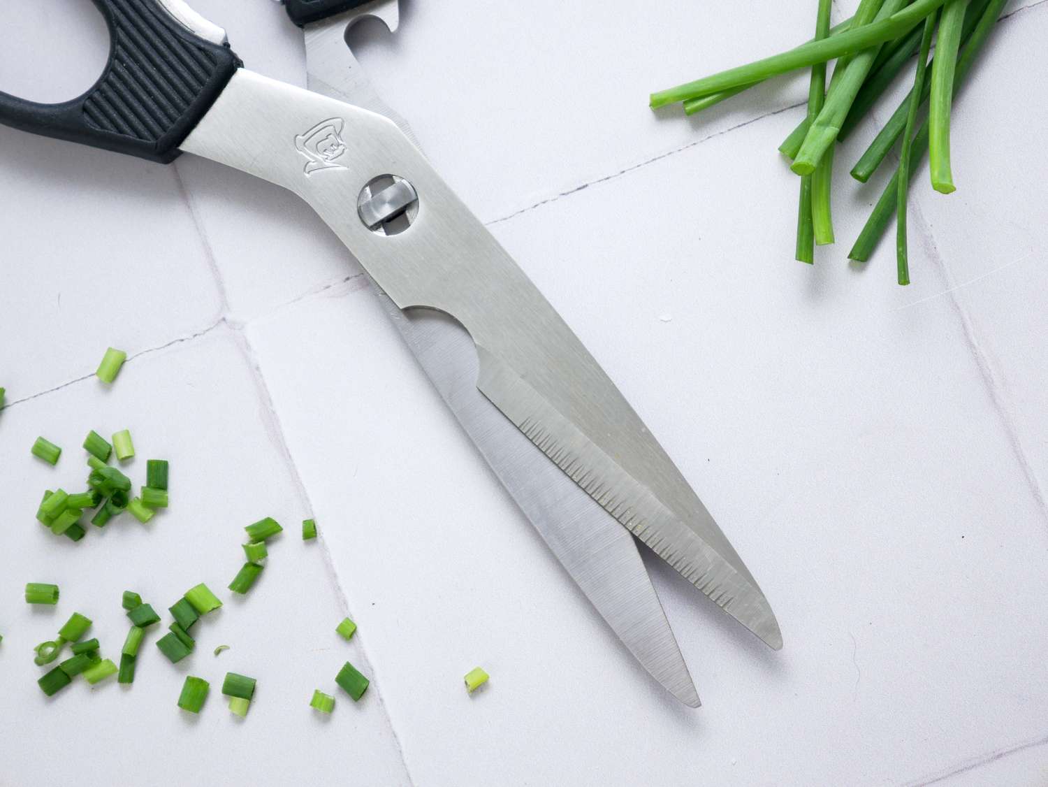 closeup of shun shears blades