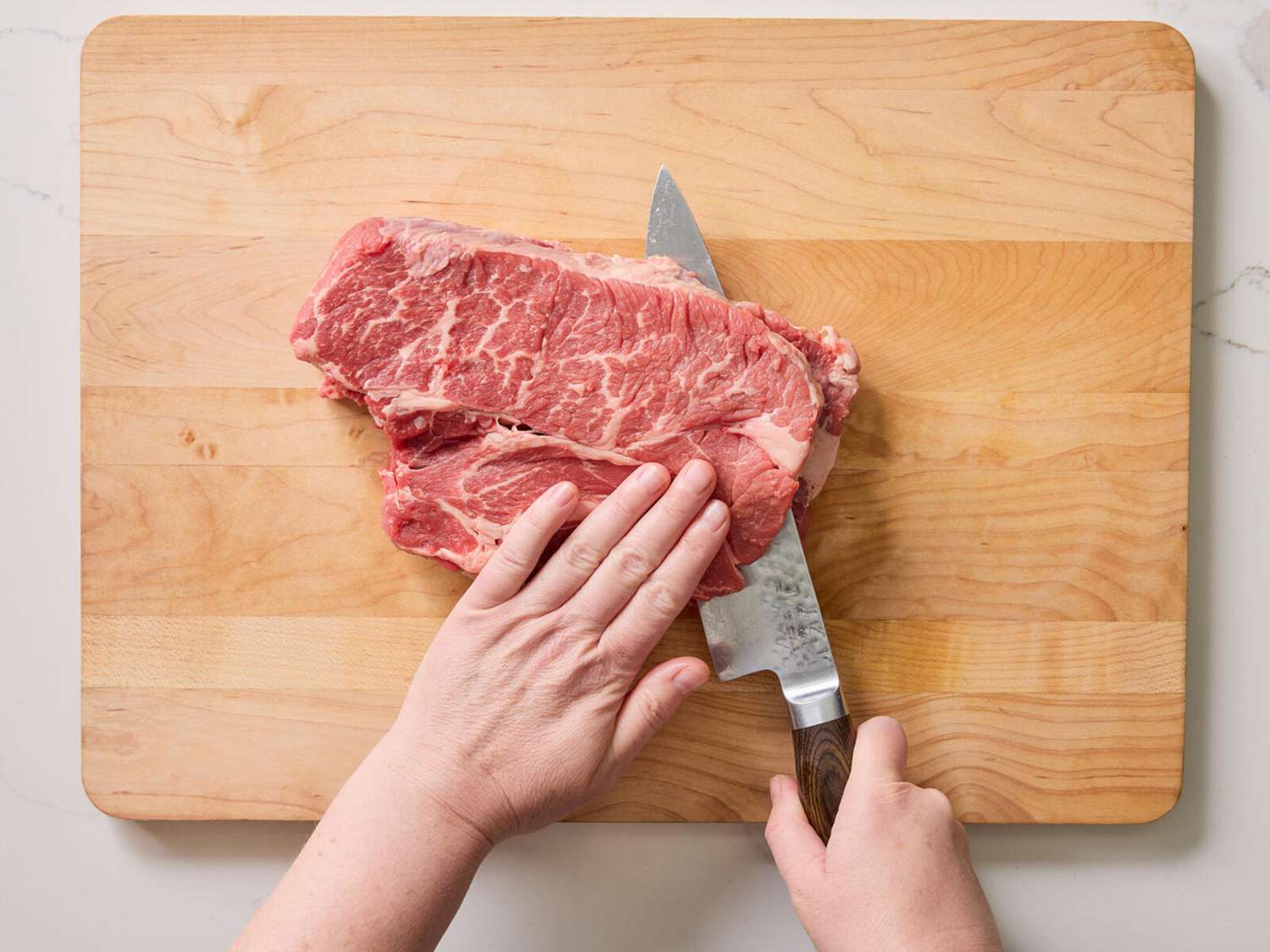 Slicing chuck roast stead hoizontally