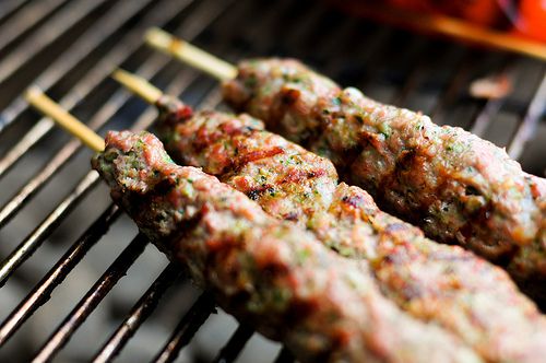 Lebanese kofta on a grill