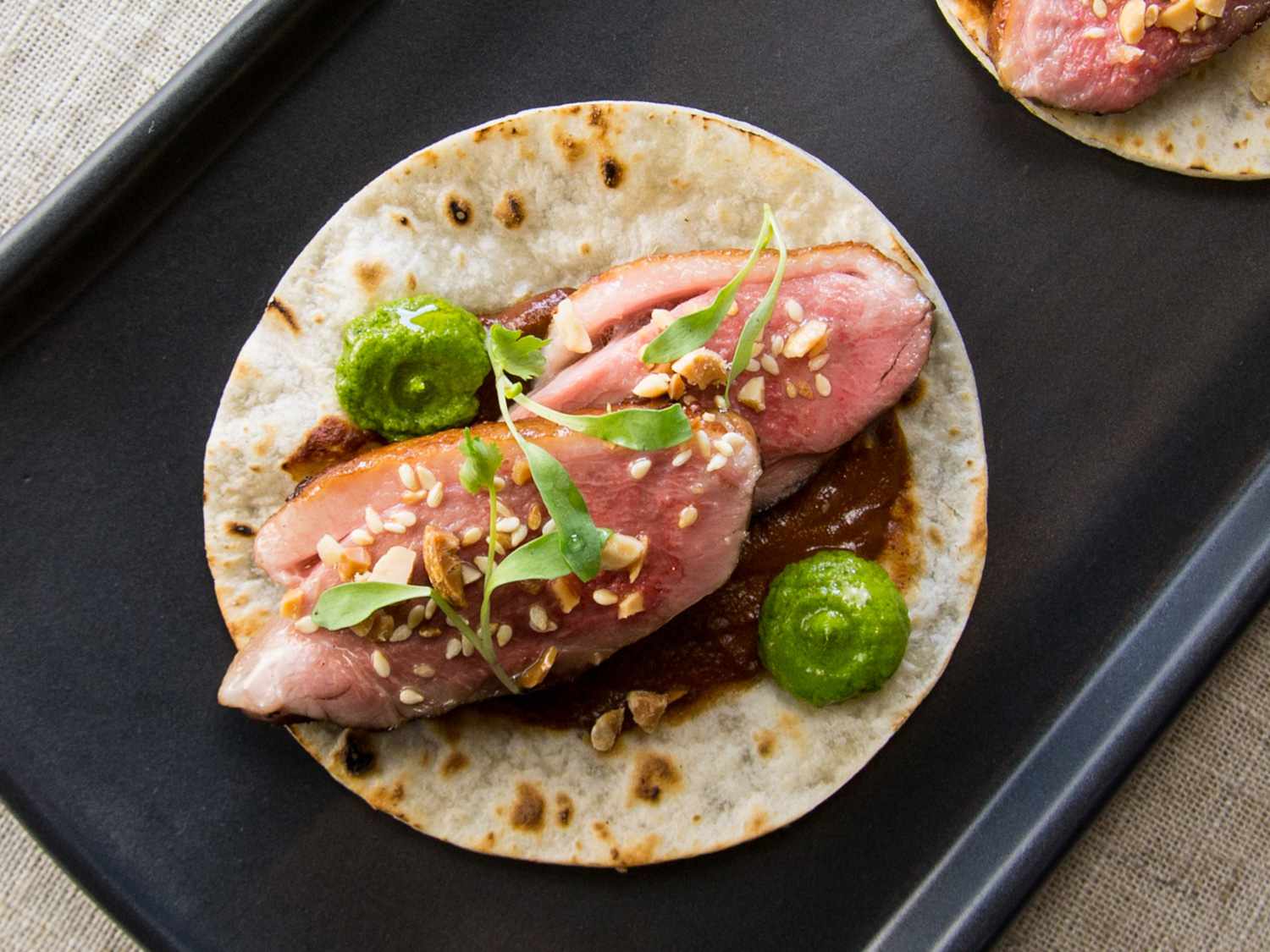 Duck mole taco