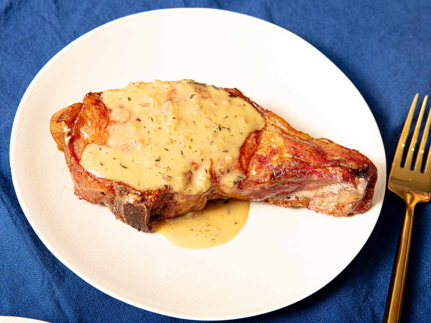 Side view of pork chop