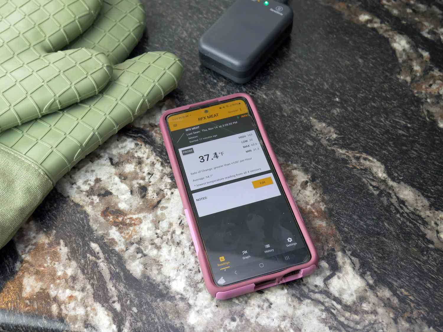 a closeup of the app on a phone