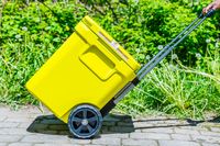 Pulling the Yeti Roadie 48 Rolling Wheeled Cooler outside