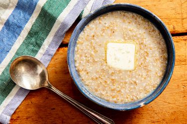 Overhead view of oatmeal