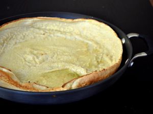 A Dutch baby, fresh from the oven.