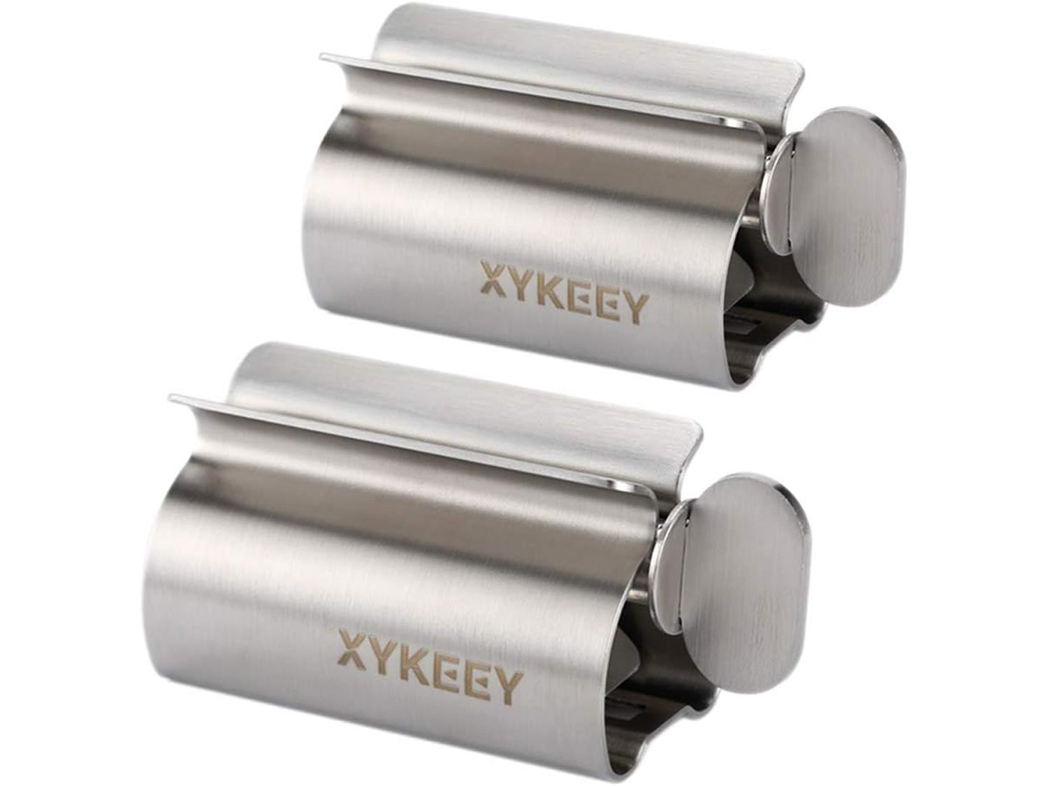 Two stainless steel tube squeezers labeled XYKEEY designed for efficiently dispensing contents from tubes